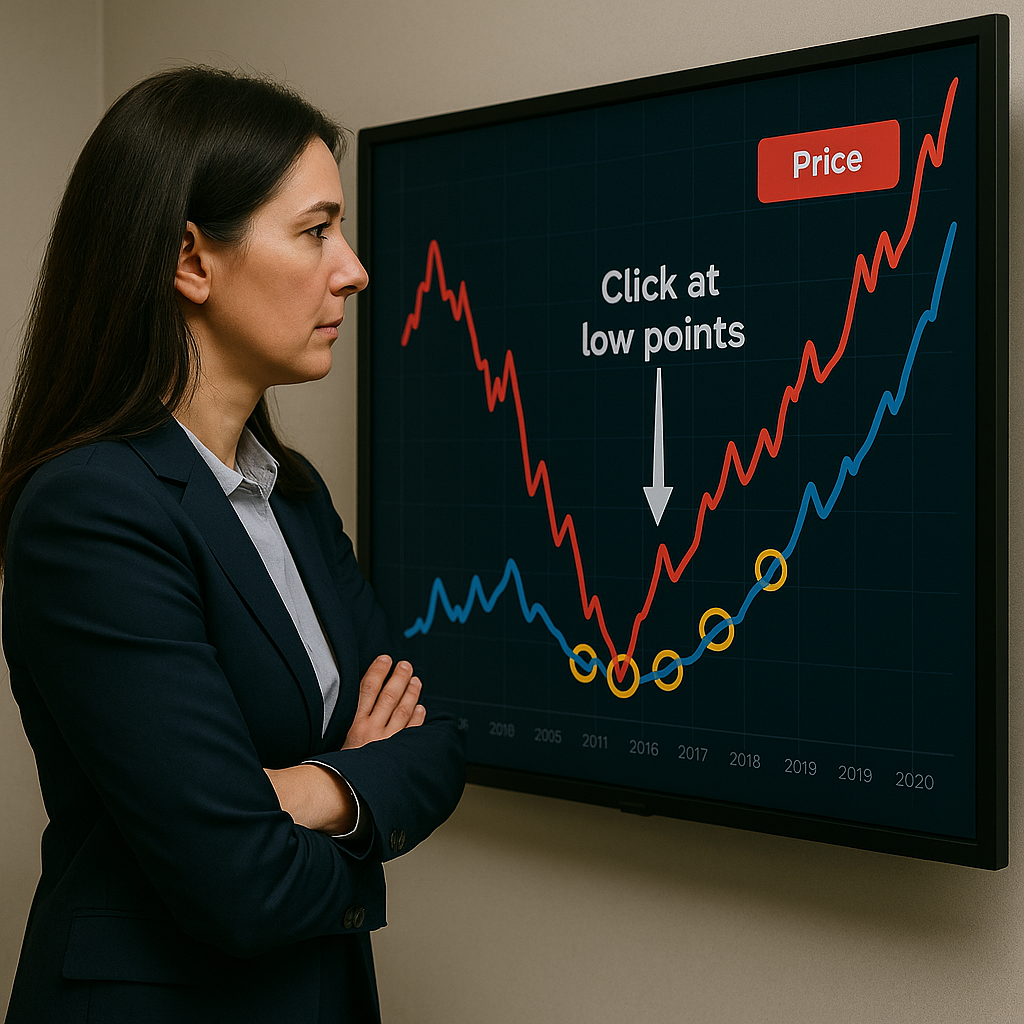 Conseillère énergie analysant un graphique pour cliquer aux bas prix dans un contrat Click pour entreprises