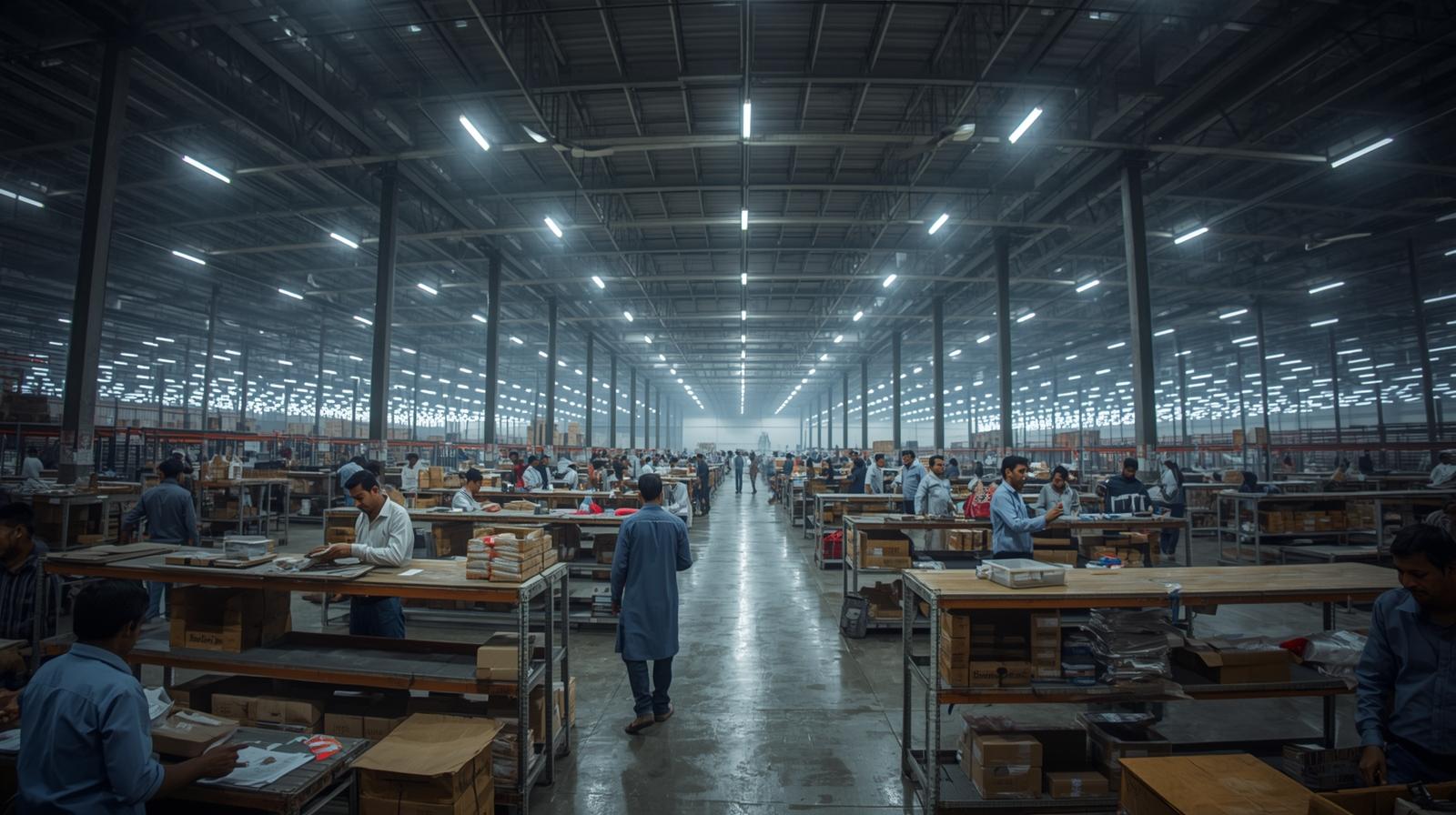 Éclairage LED professionnel dans un entrepôt et des bureaux en Belgique