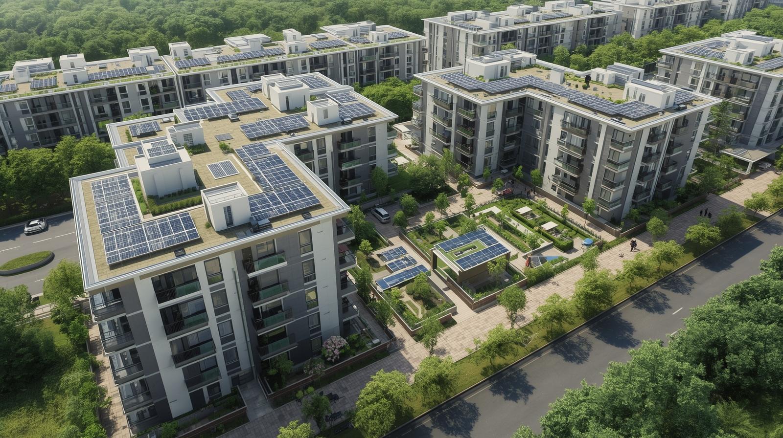 Agence immobilière en Belgique avec vue sur des immeubles résidentiels et de bureaux